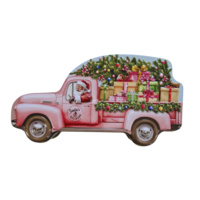 Becky`s Weihnachtsdose – Rosa Auto mit Weihnachtsmann – gefüllt mit 15 köstlichen Schokoladenpralinen
