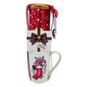 Becky`s Kerstgeschenkset 4-delig met grote kerstmok ,cacao en koekjes - Eekhoorn