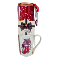 Becky`s 4-piece Christmas gift set with large Christmas mug, cocoa and cookies - Squirrel