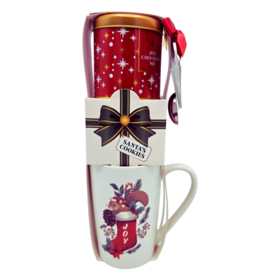 Becky`s Kerstgeschenkset 4-delig met grote kerstmok ,cacao en koekjes - Eekhoorn