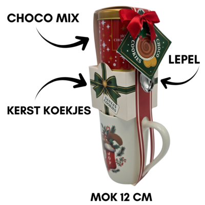 Becky`s 4-teiliges Weihnachtsgeschenkset mit großer Weihnachtstasse, Kakao und Keksen – Eichhörnchen