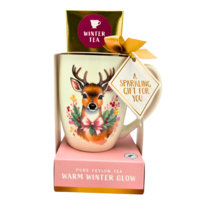 Becky`s Weihnachtsgeschenkset – Weihnachtstasse mit Winterteepackung – Rentier