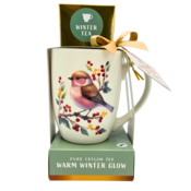 Becky`s Kerstcadeauset - Kerstmok met doosje winterthee - Roodborstje