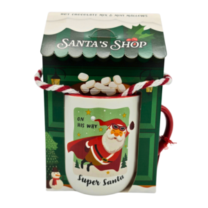 Becky`s Kersthuisje - Santa shop - Mok met cacaomix en marshmallows