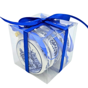 Heinen Delfts blauw Delfts blauwe kerstballen 6 cm - geschenkset van 4 stuks