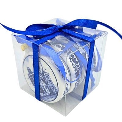 Heinen Delfts blauw Delfterblaue Weihnachtskugeln, 6 cm – Geschenkset mit 4 Kugeln
