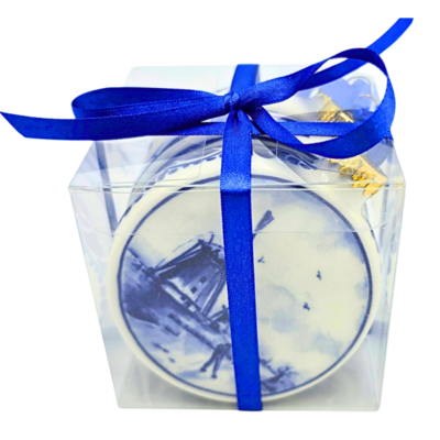 Heinen Delfts blauw Delfts blauwe kerstballen 8cm - geschenkset van 3stuks