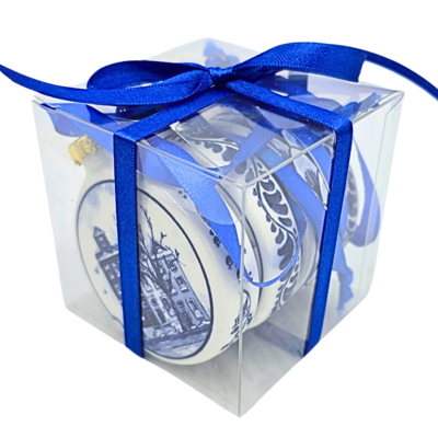 Heinen Delfts blauw Delfter-Blau-Weihnachtskugeln – Geschenkset mit 3 Kugeln