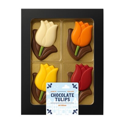 Typisch Hollands Chocolade Tulpen doosje 60 Gram