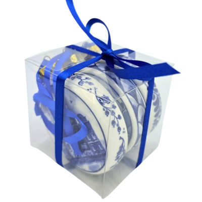 Heinen Delfts blauw Delfter-Blau-Weihnachtskugeln – Geschenkset mit 3 Kugeln
