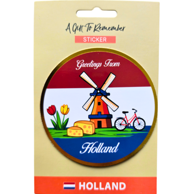 TTD Gifts Sticker Round Holland - Windmill - 8.5cm