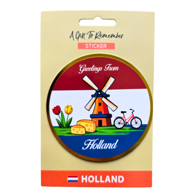 TTD Gifts Aufkleber Rundes Holland - Windmühle - 8,5 cm