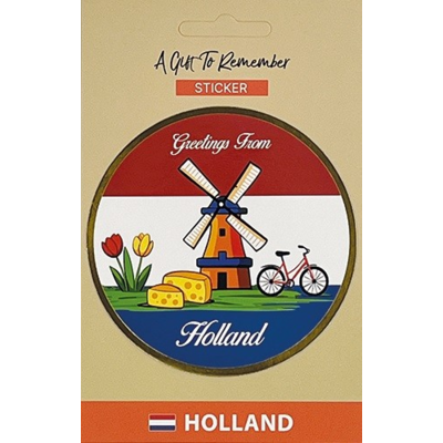 TTD Gifts Sticker Round Holland - Windmill - 8.5cm