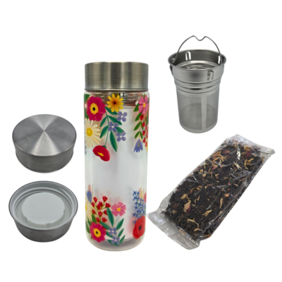 Becky`s Tea To Go - Double-walled tea bottle - includes hibiscus apple tea