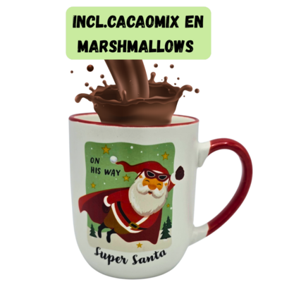 Becky`s Weihnachtshaus – Weihnachtsmannladen – Tasse mit Kakaomischung und Marshmallows