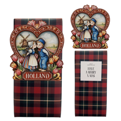 Typisch Hollands Weihnachtsgeschenkset – Schokoriegel mit Magnet