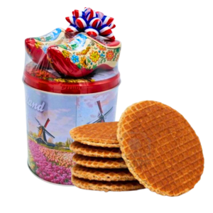 typisch-hollands-geschenkpakket Stroopwafels gift set - with wooden clogs