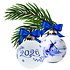 Heinen Delfts blauw Set of 2 Delft blue decorated Christmas baubles 7cm - Windmill landscape and 2026