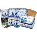 Typisch Hollands Delfter-Blau-Geschenkset – Teetassen – Spekulatius – Tablett und Tee