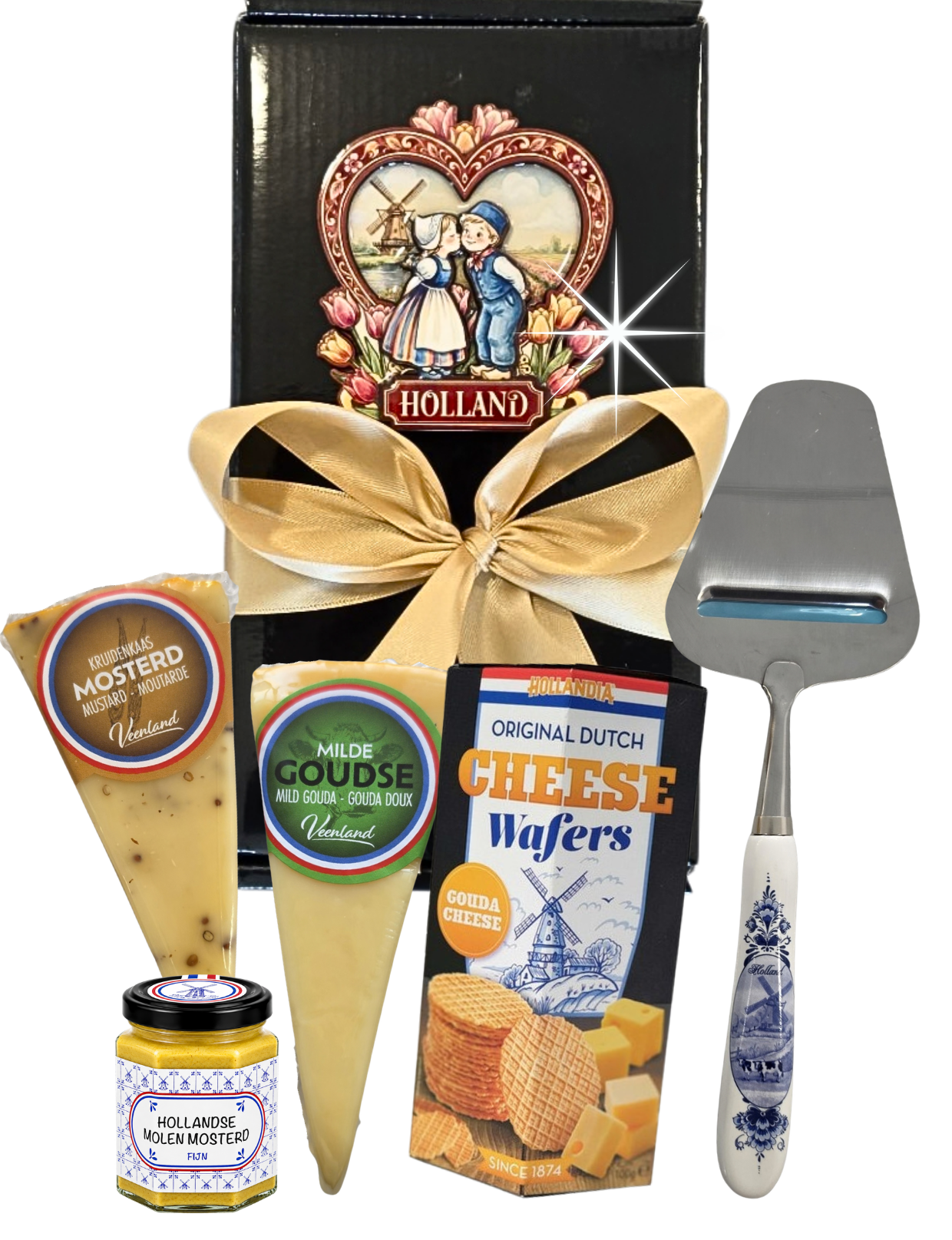 Luxe kaas-cadeaupakket met Delfts blauwe kaasschaaf