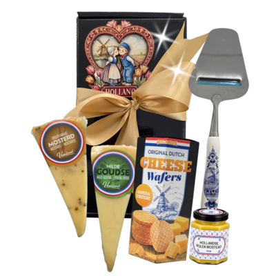 typisch-hollands-geschenkpakket Cheese gift package in luxury gift packaging