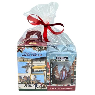 Typisch Hollands Christmas bauble and chocolate gift set - Christmas theme - Amsterdam