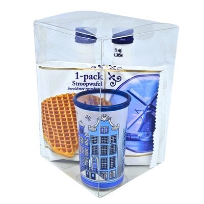 van Meers Holland Liqueur - Stroopwafels and Delft Blue glass in gift box