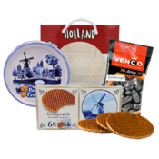 typisch-hollands-geschenkpakket Hollandse lekkernijen  in Nederlandse venstertas.
