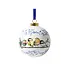 Heinen Delfts blauw Grote witte kerstbal - 8 cm met Bosvogeltjes