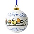 Heinen Delfts blauw Grote witte kerstbal - 8 cm met Bosvogeltjes