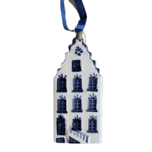 TTD Gifts Ceramic Christmas ornament house with stepped gable - Delft Blue ceramics