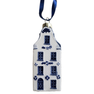 TTD Gifts Ceramic Christmas ornament house with gable - Delft Blue ceramics