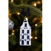 TTD Gifts Ceramic Christmas ornament house with gable - Delft Blue ceramics