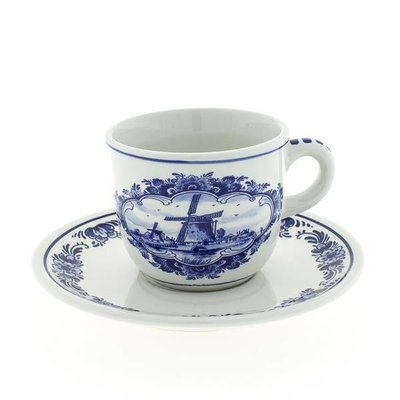 Heinen Delfts blauw Delft blue cup and saucer