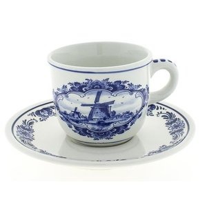 Heinen Delfts blauw Delft blue cup and saucer