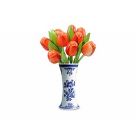 Typisch Hollands 9 hölzerne Tulpen in einer blauen Delfter Vase