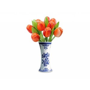 Typisch Hollands 9 houten tulpen in een Delftsblauwe vaas