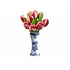 Typisch Hollands 9 Tulpen aus Holz in einem Delft blauen Vase