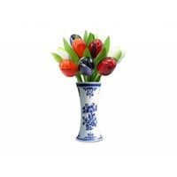 Typisch Hollands 9 wooden tulips in a Delft blue vase