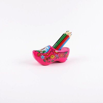 Matix Clog with pencil sharpener and pink colored pencils