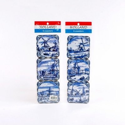 Matix Delfts blauwe onderzetters - Molenlandschappen