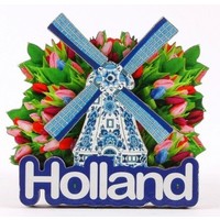 Typisch Hollands Magnet Holland windmill and tulips