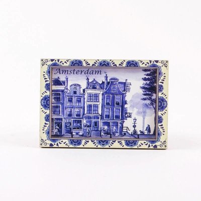 Typisch Hollands Magneet - Amsterdam - Delfts blauw