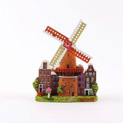 Matix Magneet polystone stellingmolen met huisje - bruin