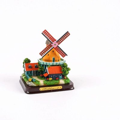 Typisch Hollands Stellingmolen geel 12 cm in geschenkverpakking