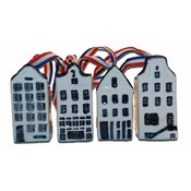 Typisch Hollands Kerstversiering - Delfts blauwe huisjes (4-pack)