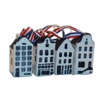 Typisch Hollands Christmas decorations - Delft blue houses (4-pack)