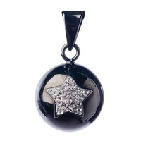 Bola Zwart met zilveren glitter ster