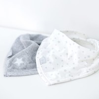 Bandana slab Badstof met ster - Licht grijs