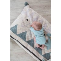 Sleepover Natural Aztec Puff - Vintage Blue